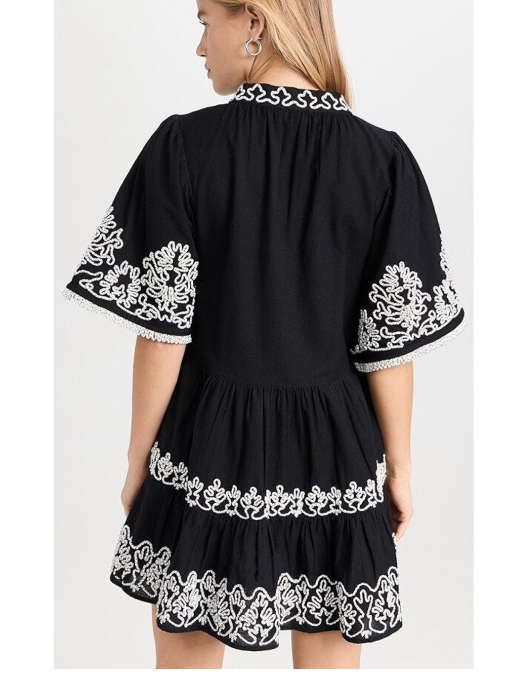 NWT Sea New York Cordera babydoll black /white stitching tunic dress MED $429 - Picture 2 of 15
